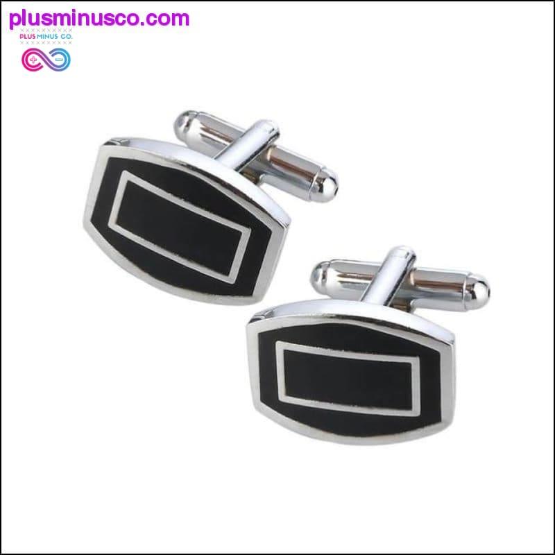 新しいシンプルなスタイルの黒の長方形カフリンクス メンズ シャツ - plusminusco.com