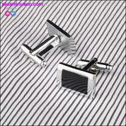 Nauji paprasto stiliaus juodi stačiakampiai rankogalių segtukai vyriški marškinėliai – plusminusco.com