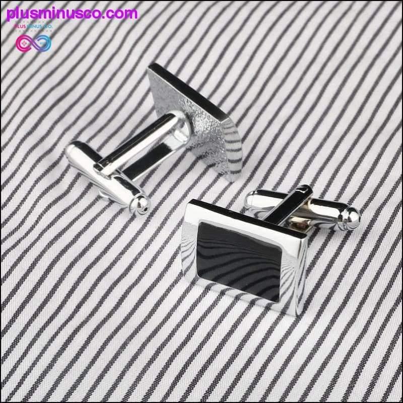 Nouveau style simple boutons de manchette rectangle noir chemise pour hommes - plusminusco.com