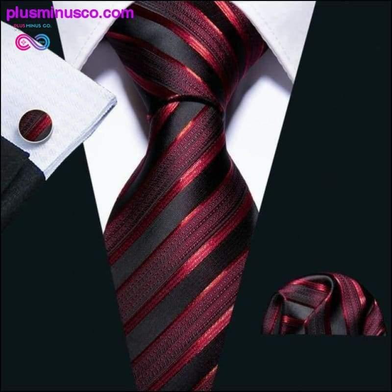 Нови сватбени мъжки вратовръзки Модни дизайнерски вратовръзки на червени райета за - plusminusco.com