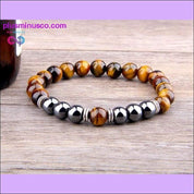 New wild men's 8mm tiger's eye obsidian hematite elastic - plusminusco.com