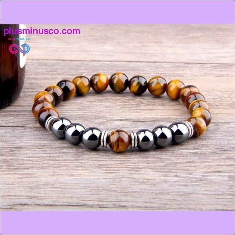 New wild men's 8mm tiger's eye obsidian hematite elastic - plusminusco.com