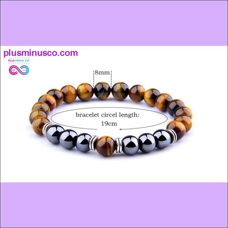 New wild men's 8mm tiger's eye obsidian hematite elastic - plusminusco.com