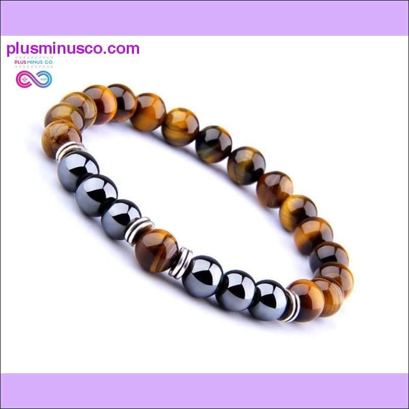 New wild men's 8mm tiger's eye obsidian hematite elastic - plusminusco.com