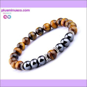 New wild men's 8mm tiger's eye obsidian hematite elastic - plusminusco.com
