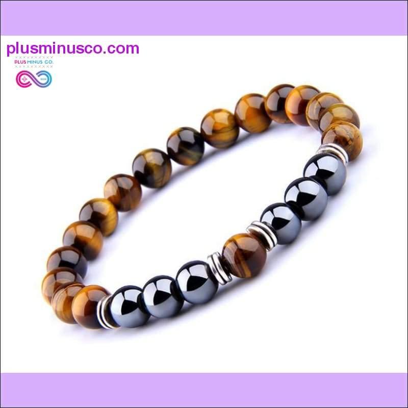 New wild men's 8mm tiger's eye obsidian hematite elastic - plusminusco.com