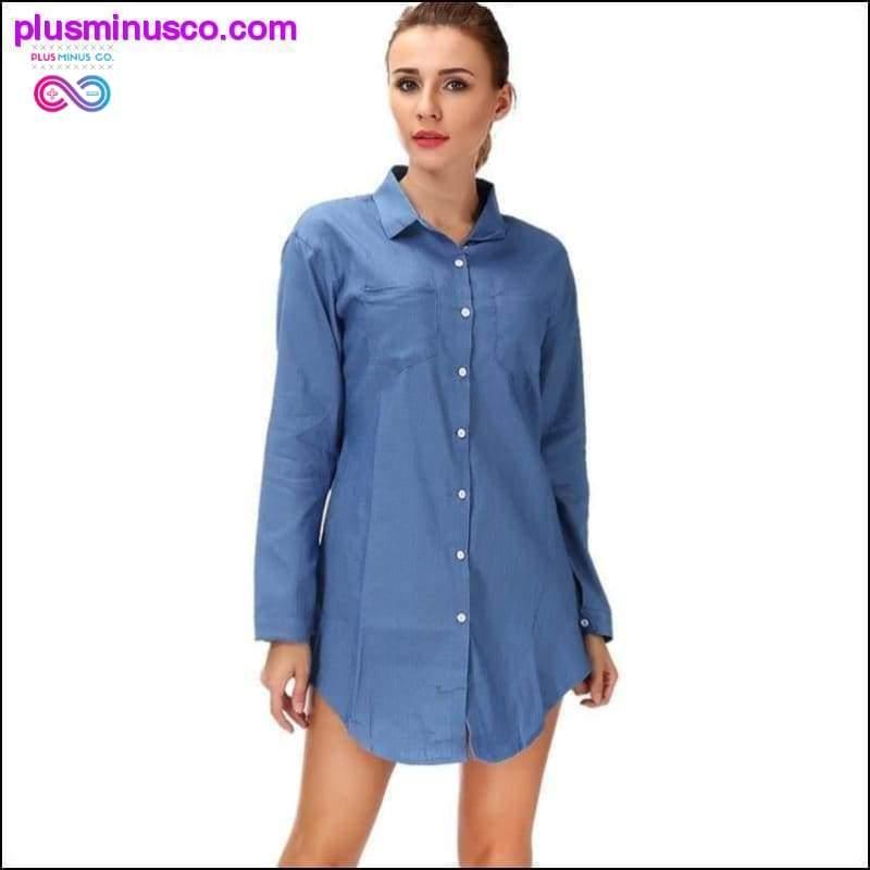 Нові жіночі топи, весняна блуза з довгим рукавом, повсякденна джинсова тканина - plusminusco.com