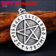 Naszyjnik z wisiorkiem wikingów nordyckich, duży pentagram z runami - plusminusco.com