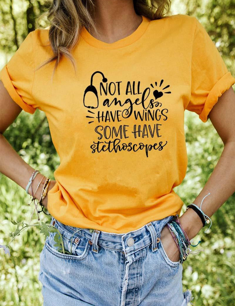 Not All Angels Have Wings Some Have Stethoscopes T-Shirt, Nurse Shirt, Nurse T Shirt, Doctor Gift T Shirt,Nurse Gift, Gift for Her - plusminusco.com
