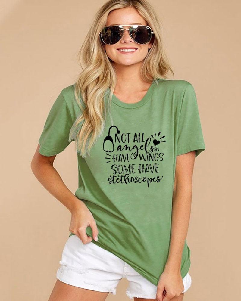 Not All Angels Have Wings Some Have Stethoscopes T-Shirt, Nurse Shirt, Nurse T Shirt, Doctor Gift T Shirt,Nurse Gift, Gift for Her - plusminusco.com