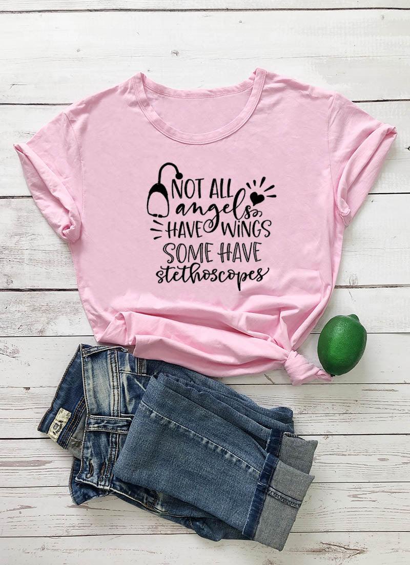 Not All Angels Have Wings Some Have Stethoscopes T-Shirt, Nurse Shirt, Nurse T Shirt, Doctor Gift T Shirt,Nurse Gift, Gift for Her - plusminusco.com