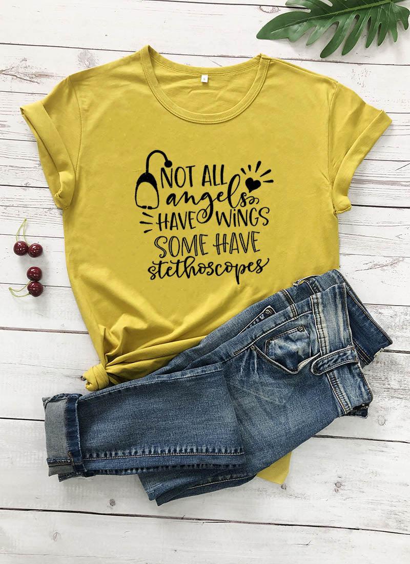 Not All Angels Have Wings Some Have Stethoscopes T-Shirt, Nurse Shirt, Nurse T Shirt, Doctor Gift T Shirt,Nurse Gift, Gift for Her - plusminusco.com