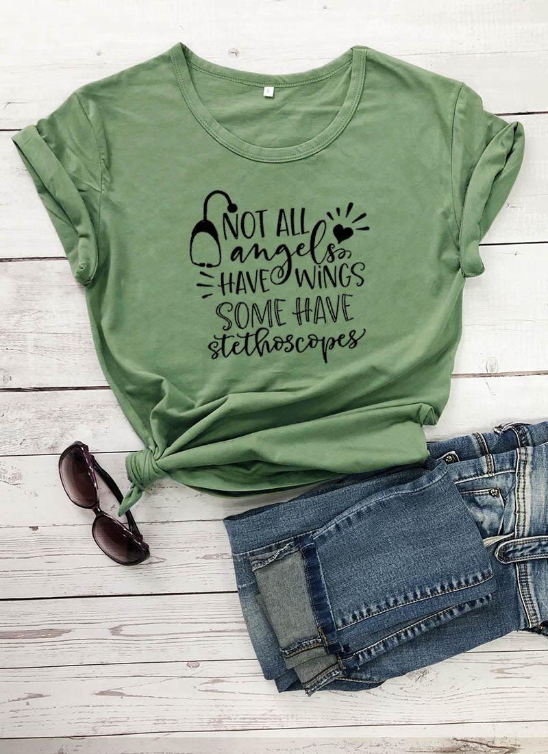 Not All Angels Have Wings Some Have Stethoscopes T-Shirt, Nurse Shirt, Nurse T Shirt, Doctor Gift T Shirt,Nurse Gift, Gift for Her - plusminusco.com