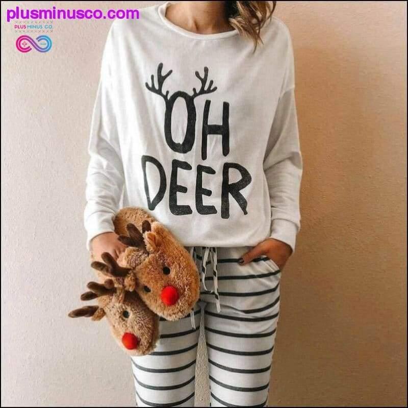 Oh Deer! Long Sleeve Casual Loose Sleeping Tee Cartoon Pattern Sweatshirt 2021 Christmas Sweatshirt - plusminusco.com