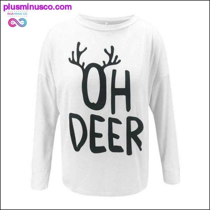 Oh Hirsch! Langärmliges, lässiges, lockeres Schlaf-T-Shirt mit Cartoon-Muster, Sweatshirt 2021, Weihnachts-Sweatshirt – plusminusco.com