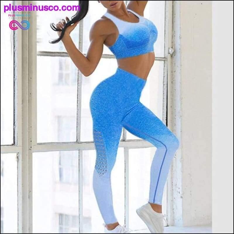 Ombre Dikişsiz Gym Fitness Takım Elbise Sütyen Tayt Yüksek Bel Yoga - plusminusco.com