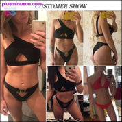 One Shoulder Bikini Buckle High Cut Swimsuit Sexy Thong - plusminusco.com