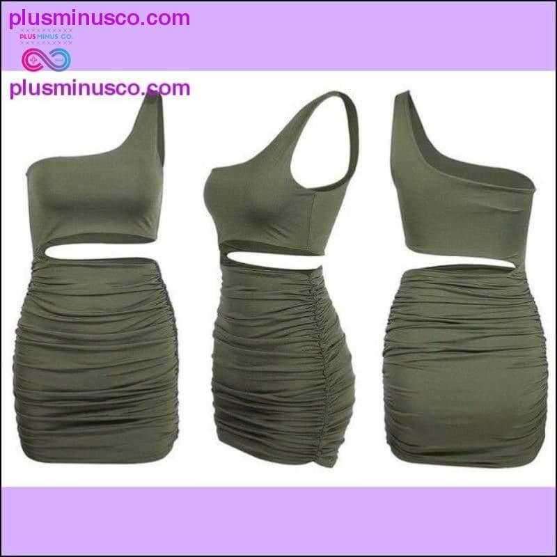 Egy vállú szexi Bodycon ruha, kivágott hüvelyes mini rövid - plusminusco.com