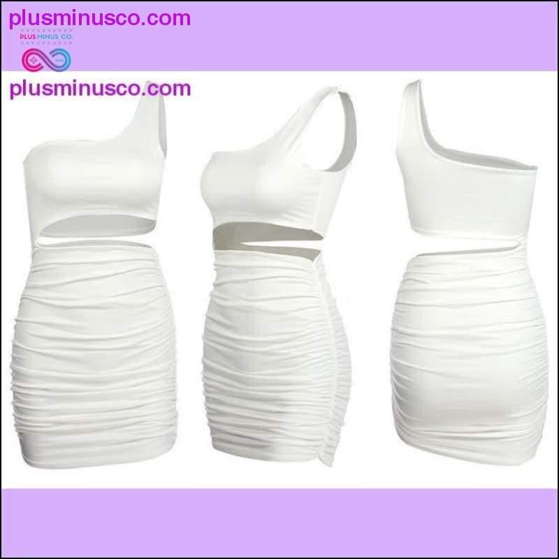 One Shoulder Sexy Bodycon Dress Cut Out Sheath Mini Short - plusminusco.com