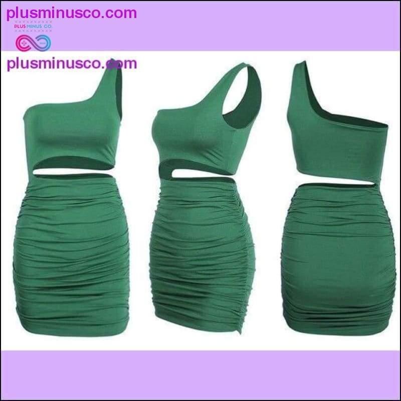 One Shoulder Sexy Bodycon Dress Cut Out Sheath Mini Short - plusminusco.com