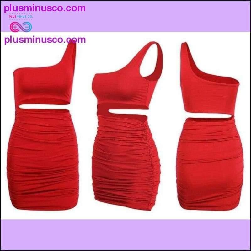 One Shoulder Sexy Bodycon Dress Cut Out Sheath Mini Short - plusminusco.com