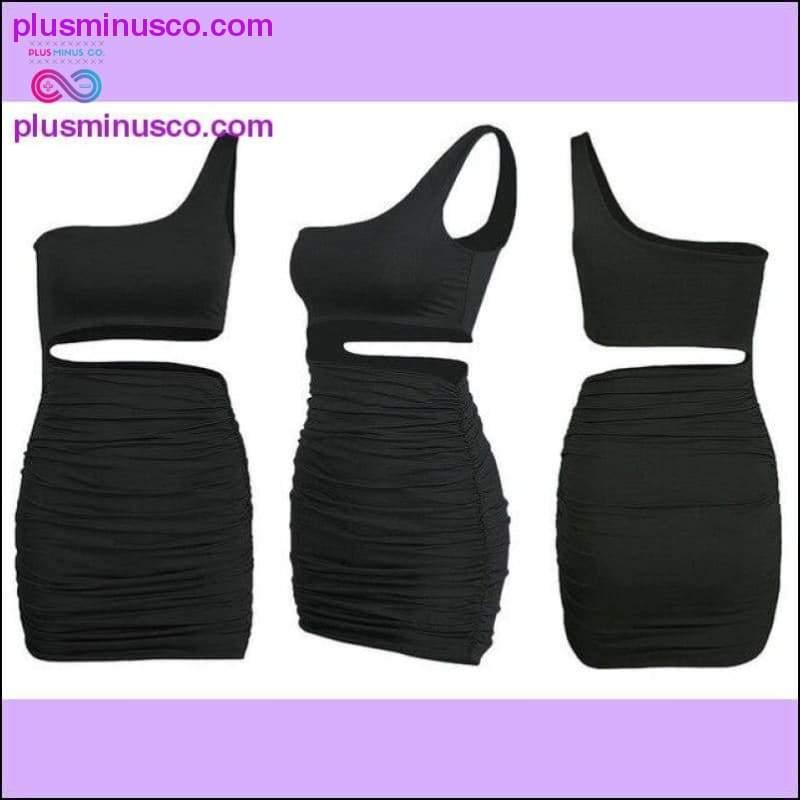 Einschultriges, sexy, figurbetontes Kleid mit Ausschnitt, Etui-Mini-Shorts – plusminusco.com