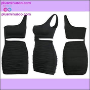 One Shoulder Sexy Bodycon Dress Cut Out Sheath Mini Short - plusminusco.com