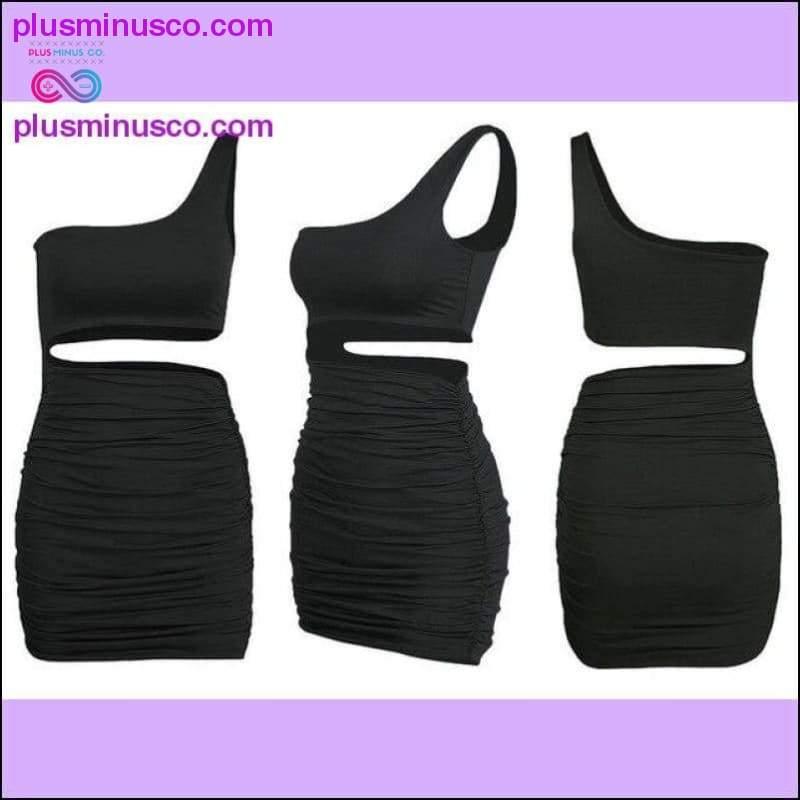 One Shoulder Sexy Bodycon Dress Cut Out Sheath Mini Short - plusminusco.com