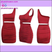 One Shoulder Sexy Bodycon Dress Cut Out Sheath Mini Short - plusminusco.com
