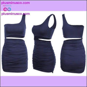 One Shoulder Sexy Bodycon Dress Cut Out Sheath Mini Short - plusminusco.com