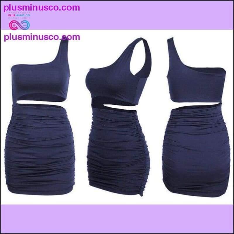 One Shoulder Sexy Bodycon Dress Cut Out Sheath Mini Short - plusminusco.com
