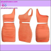 One Shoulder Sexy Bodycon Dress Cut Out Sheath Mini Short - plusminusco.com