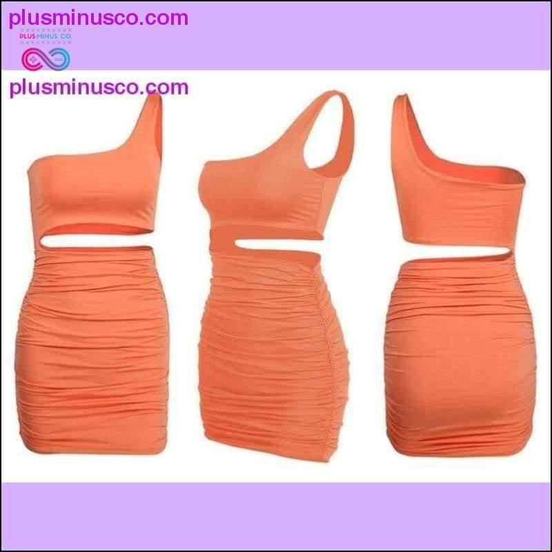 One Shoulder Sexy Bodycon Dress Cut Out Sheath Mini Short - plusminusco.com