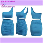 One Shoulder Sexy Bodycon Dress Cut Out Sheath Mini Short - plusminusco.com
