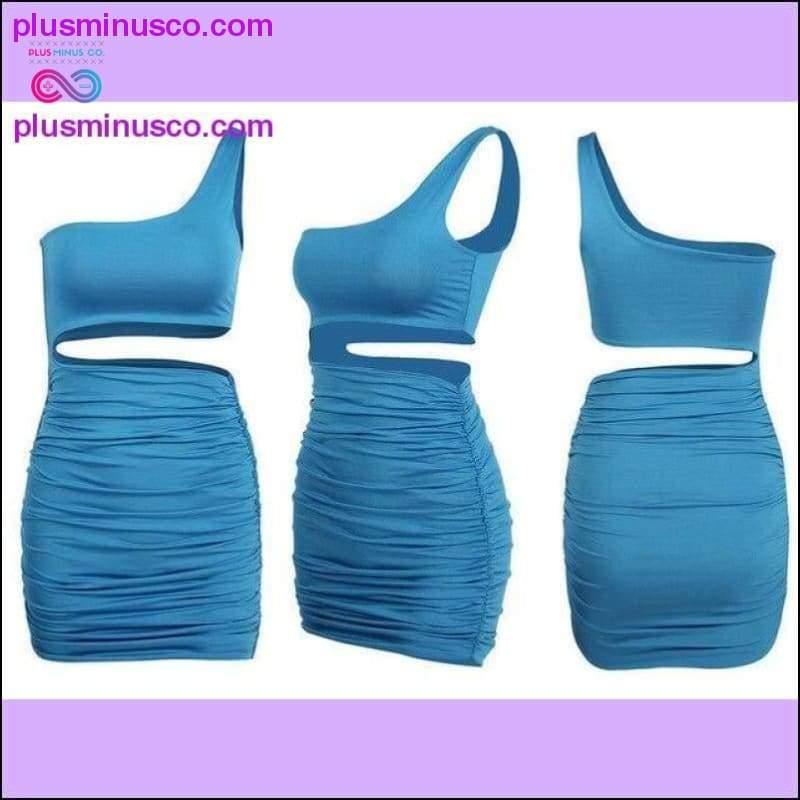 One Shoulder Sexy Bodycon Dress Cut Out Sheath Mini Short - plusminusco.com