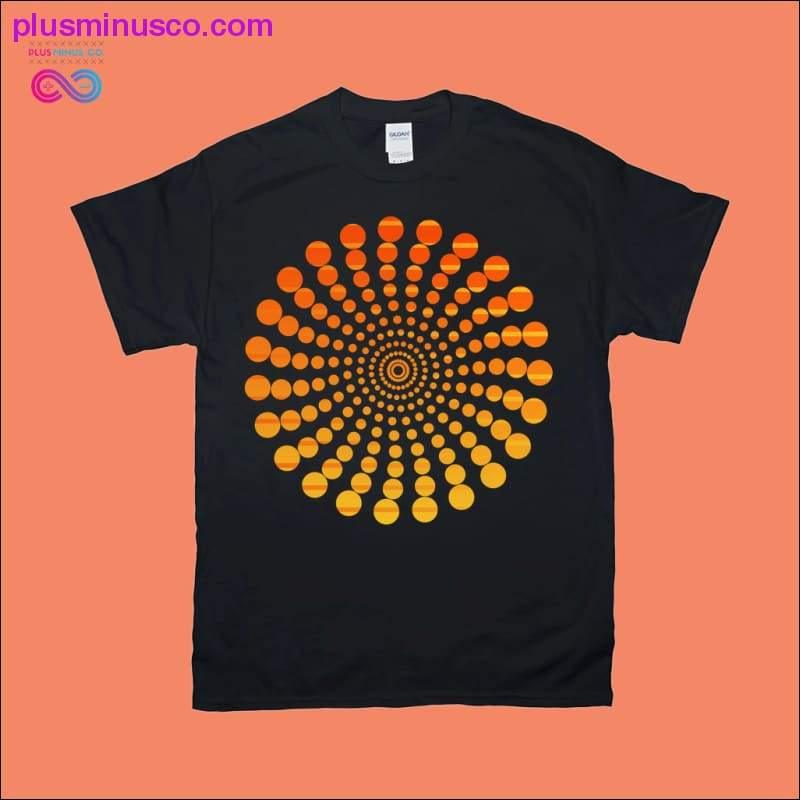 Oransje spiralprikker | Retro Sunset T-skjorter - plusminusco.com