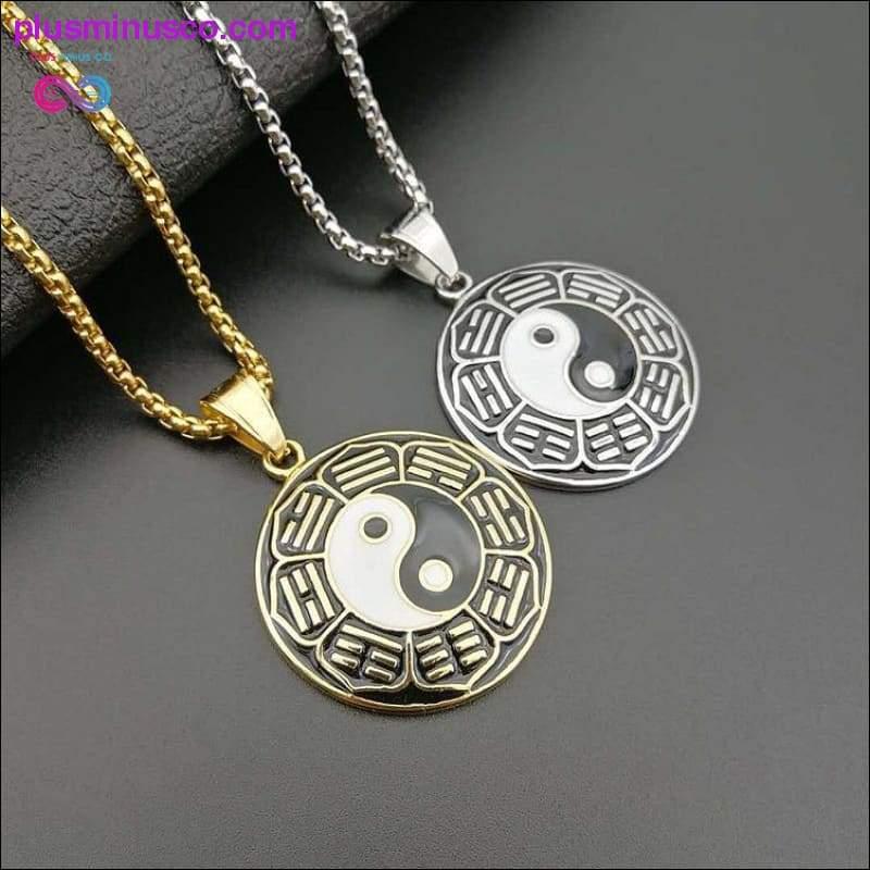 Stile etnico orientale Tai-ji Otto trigrammi Yin e Yang coreano, collana, collana con ciondolo, trigramma, yin yang, gioielli yin yang - plusminusco.com