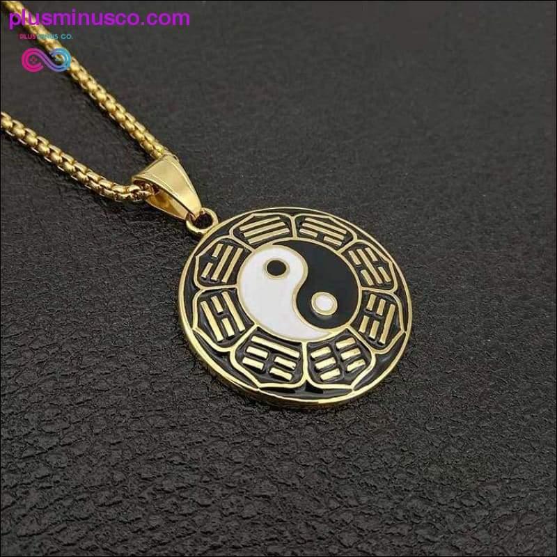 Oriental Ethnic Style Tai-ji Eight Trigrams Yin and Yang Korean, κολιέ, μενταγιόν κολιέ, τρίγραμμο, yin yang, κοσμήματα yin yang - plusminusco.com
