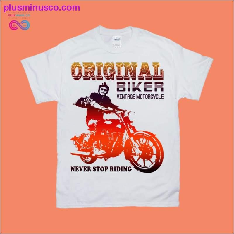 Oriģinālie Biker Vintage Motociklu T-krekli Nekad nepārtrauc braukt — plusminusco.com