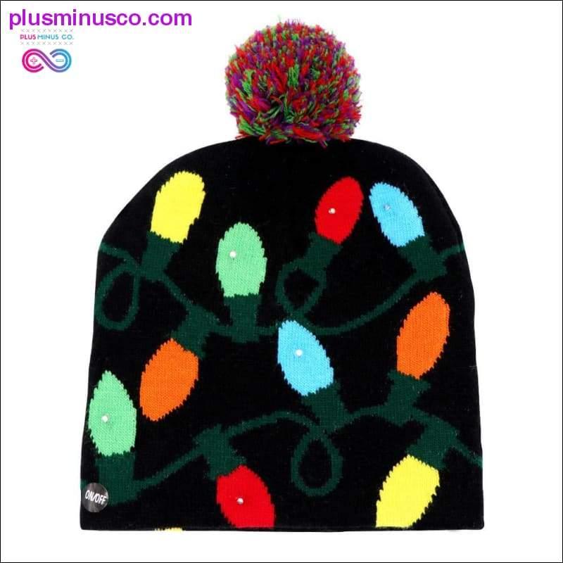Nasza ciepła czapka świąteczna z lekkiej bawełny LED, robiona na drutach czapka beanie - plusminusco.com