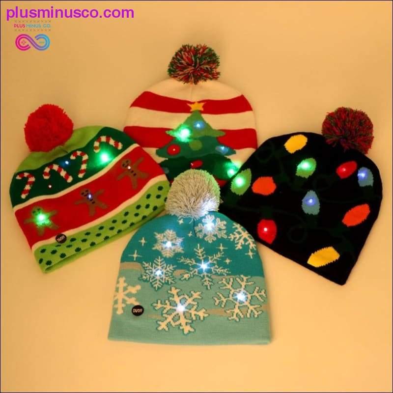 OurWarm Led Light Bavlnená vianočná čiapka Pletená čiapka s čiapkou - plusminusco.com