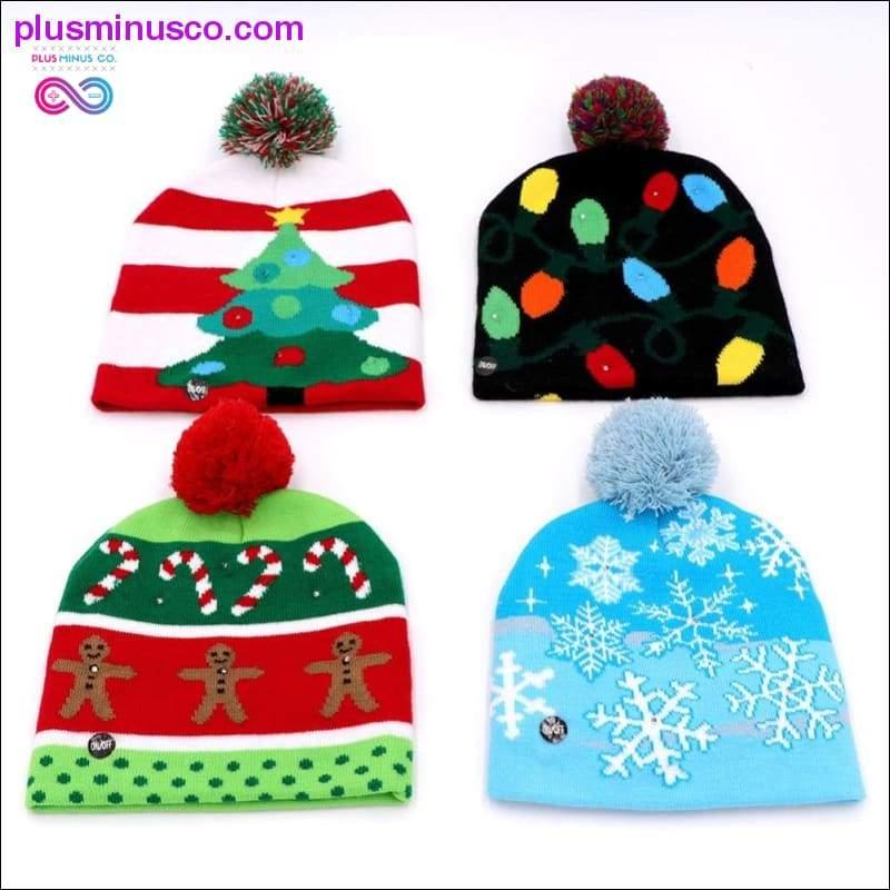 OurWarm Led Işıklı Pamuklu Noel Şapkası Örgü Bere Şapkası - plusminusco.com