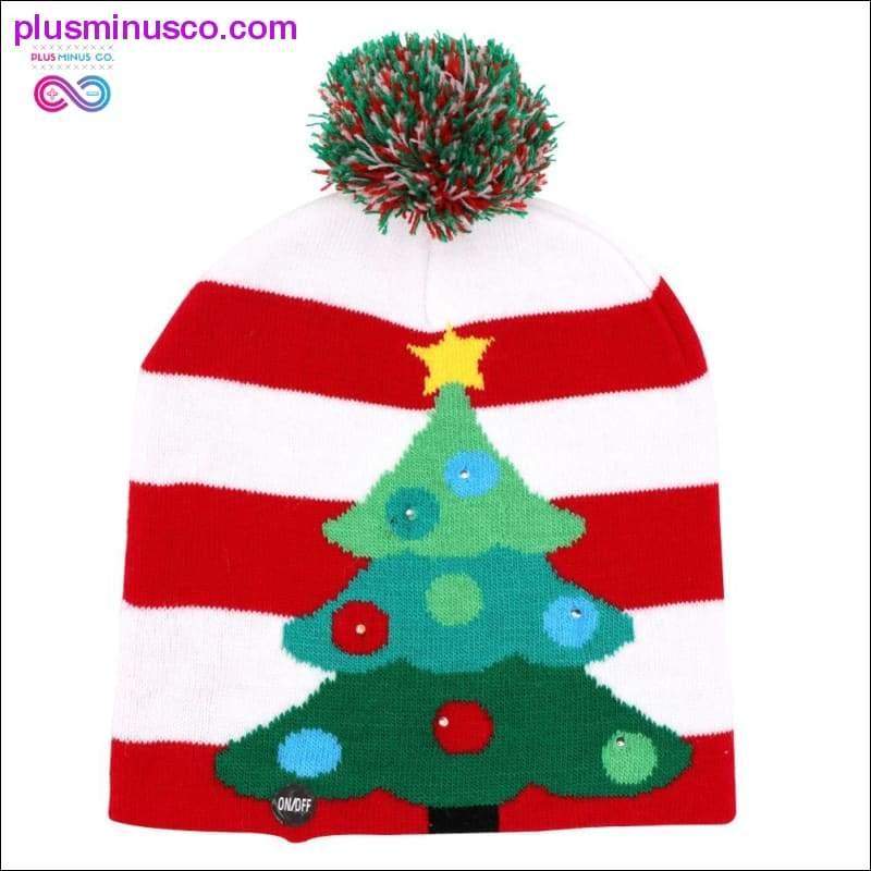 OurWarm Led Işıklı Pamuklu Noel Şapkası Örgü Bere Şapkası - plusminusco.com