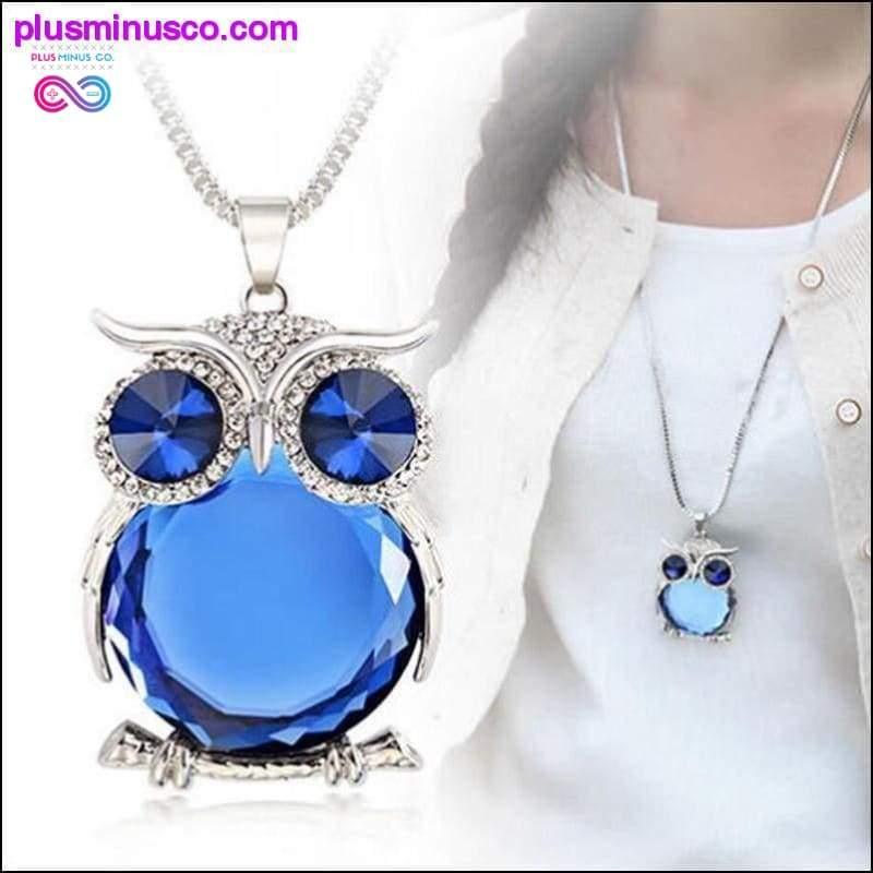 Owl Design Rhinestones Crystal Pendant Necklace || - plusminusco.com
