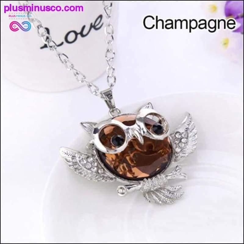 Owl Design Rhinestones Crystal Pendant Necklace || - plusminusco.com