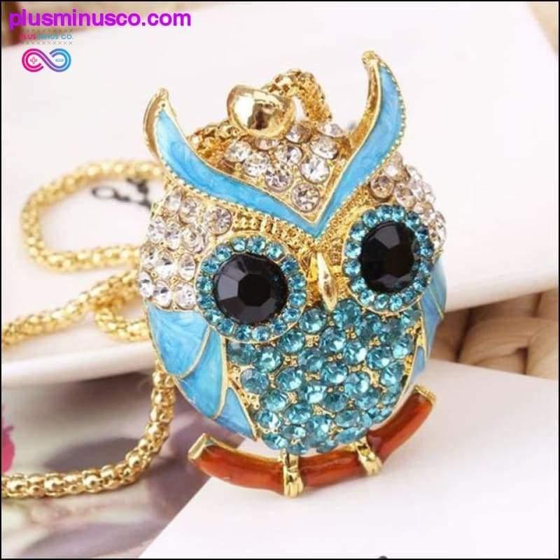 Owl Design Rhinestones Crystal Pendant Necklace || - plusminusco.com