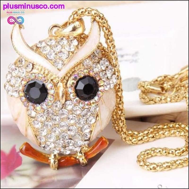 Owl Design Rhinestones Crystal Pendant Necklace || - plusminusco.com