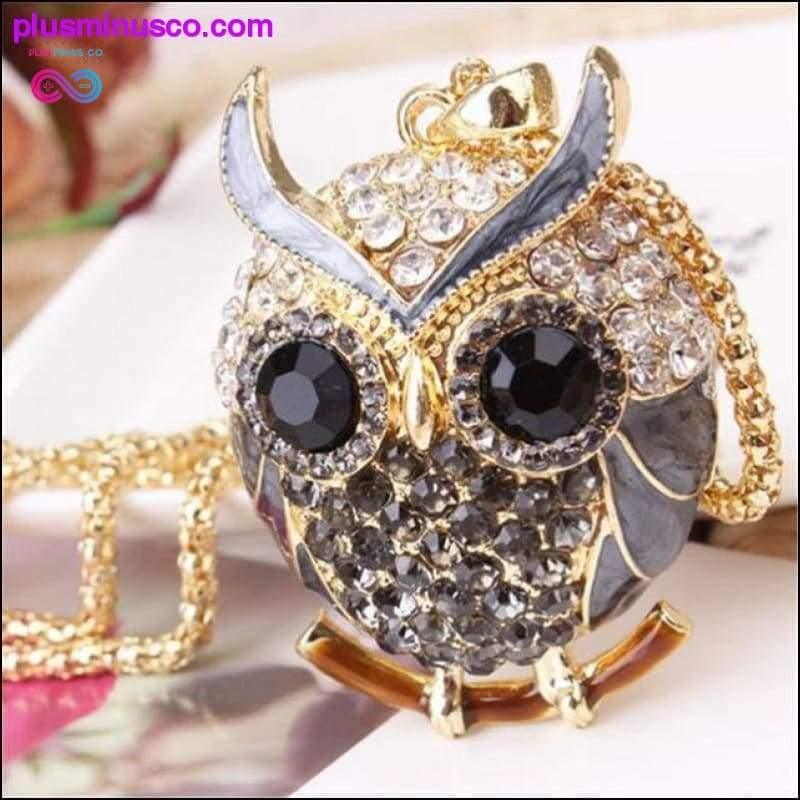 Owl Design Rhinestones Crystal Pendant Necklace || - plusminusco.com