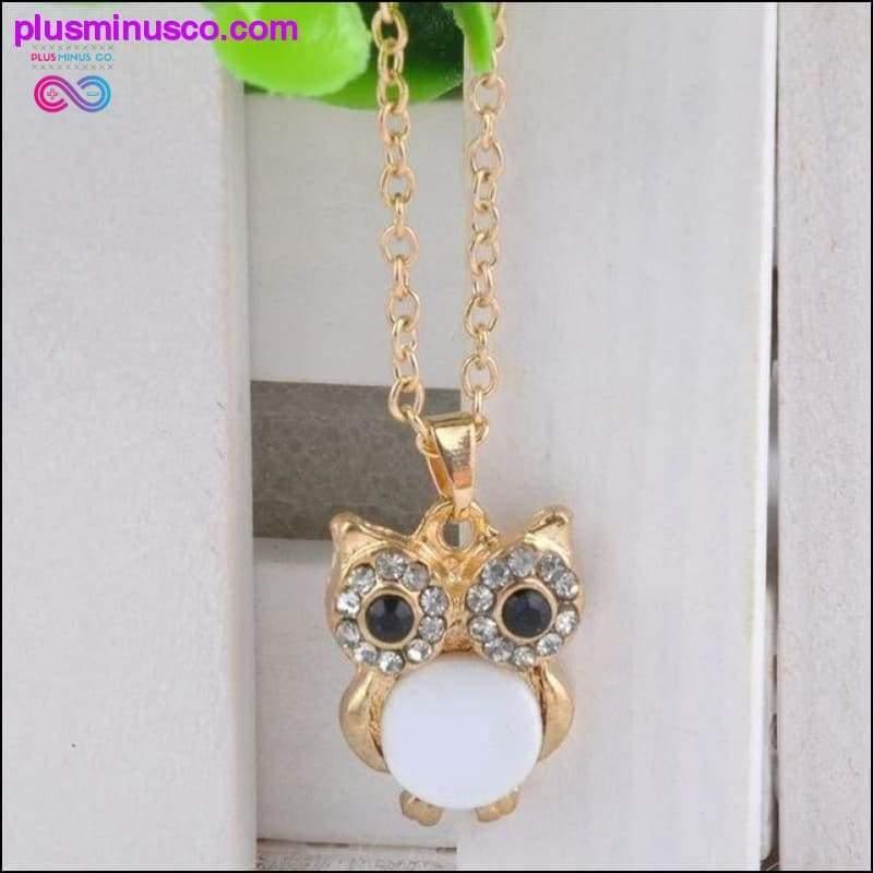 Owl Design Rhinestones Crystal Pendant halskæde || - plusminusco.com