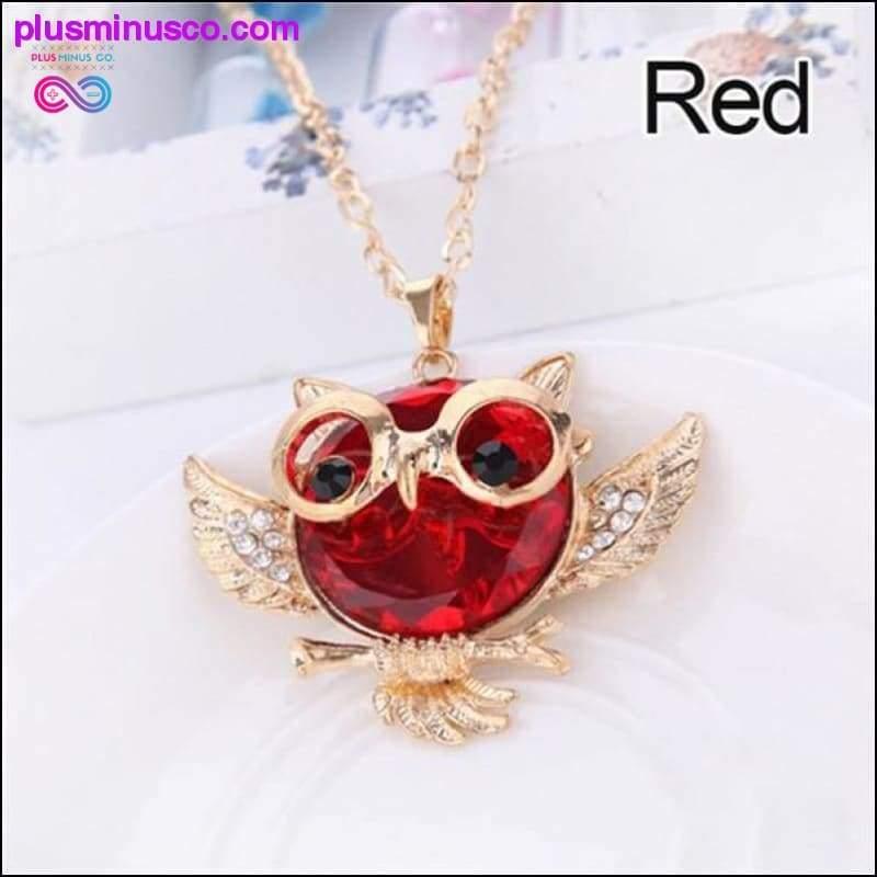 Owl Design Rhinestones Crystal Pendant Necklace || - plusminusco.com